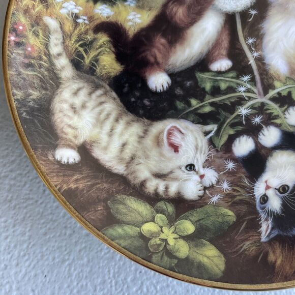 August - In The Meadow Plate Cat Kitten By Jurgen Scholz Timeless Tails 1999 - Picture 5 of 10